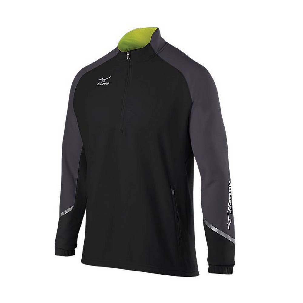 Panske Pulóver Mizuno Elite 1/2 Zip Čierne/Siva Vypredaj VDNC08397